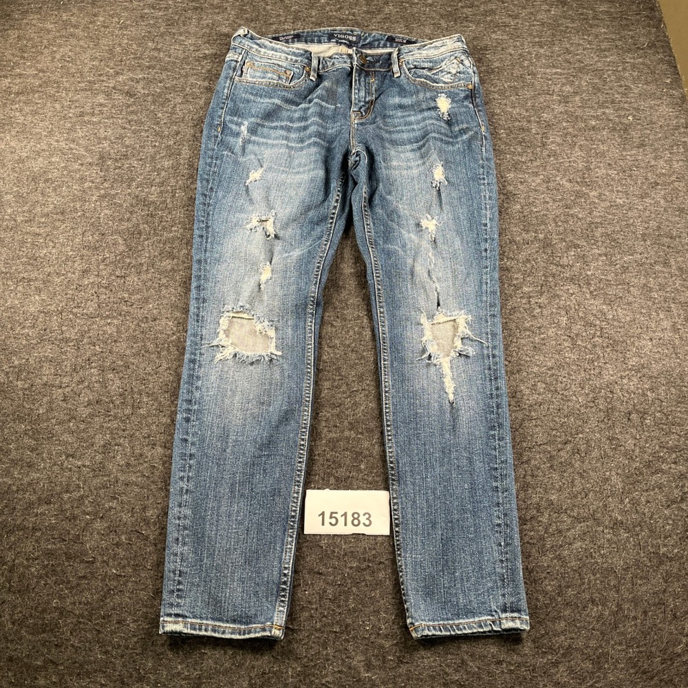 Vigoss The Jagger Super Skinny Jeans Womens 29 Blue Excellent Distressed Ripped